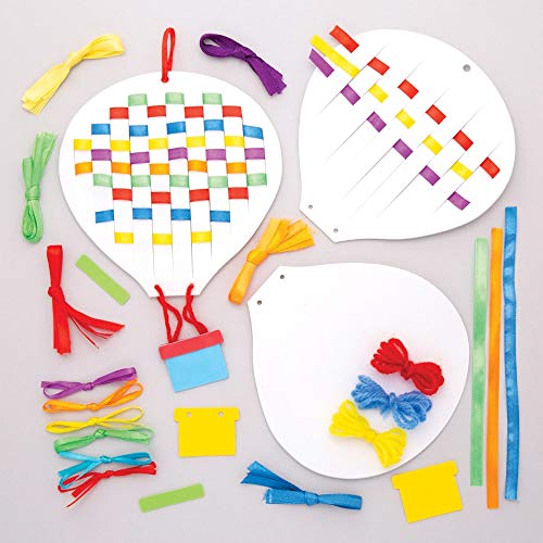 Baker Ross Flecht-Bastelsets „Heißluftballons“ (6 Stück) – Bänder und Schablonen für Kinder zum Gestalten von Baker Ross
