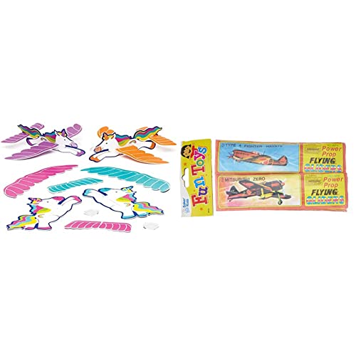 Baker Ross Gleiter "Regenbogen-Einhorn" (8 Stück) & Gleitflugzeuge „Propeller“ – zum Spielen für Kinder – als Preis und Mitgebsel für den Kindergeburtstag (6 Stück) von Baker Ross