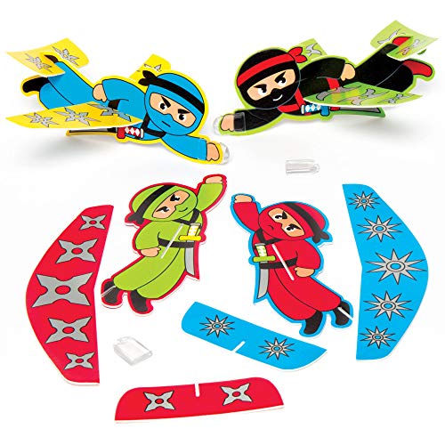 Baker Ross AC867 Ninja-Fliegen-Gleiter, Vorteilspack, Spielzeug für Kinder, Party, Tütenfüller, Outdoor-Spiele, Preise oder als gutes Verhaltensbelohnung, gemischt, 8 Stück von Baker Ross