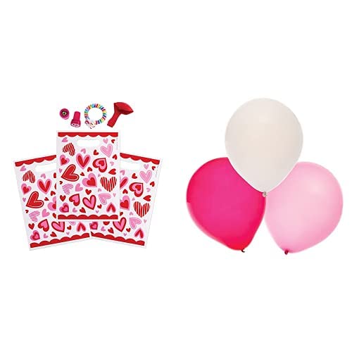Baker Ross Herz Party Beutetaschen - pro Set (FX505) und Rote, rosa und weiße Party-Ballons - pro Set (FX506) von Baker Ross