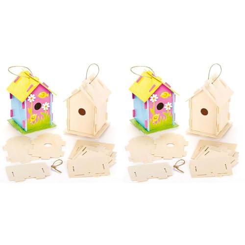 Baker Ross Holz-Bastelsets „Vogelhaus“ - für Kinder zum Basteln und Bemalen - toll als Dekoration (2 Stück) (Packung mit 2) von Baker Ross