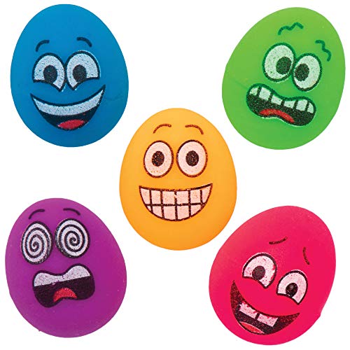 Baker Ross AT546 Mini-Ei-Flummis mit schrillen Gesichtern, Spielzeug für Kinder, perfekte Partytüten- oder Preistütenfüller, 10 Stück von Baker Ross