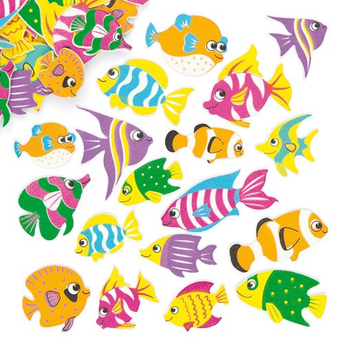 Baker Ross Moosgummi-Aufkleber „Tropische Fische“ - Sticker Set zum Basteln für Kinder und als Dekoration ideal für Urlaub und Karten (100 Stück) von Baker Ross