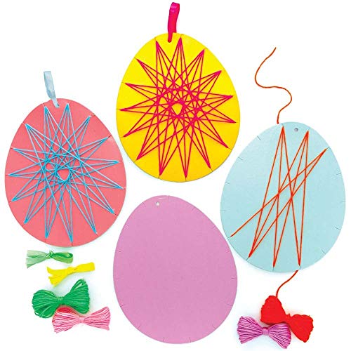 Baker Ross Ostereier-Stickset, 8 Stück, für Kinder (AX781), Blau,Gelb,Rosa von Baker Ross