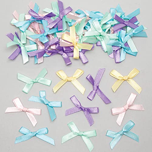 Baker Ross Pastellfarben Selbstklebende Satin Schleifen - Pack of 100, Bastelmaterial für Kinder im Frühling (FC342) von Baker Ross