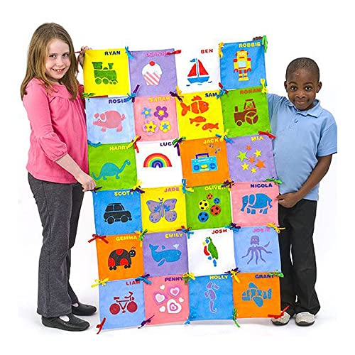 Baker Ross Patchwork Quilt-Set für Kinder zum Malen, Dekorieren und Präsentieren für Kunst- und Bastelprojekte im Klassenbereich und Wandbilder (pro Packung mit 32 Quadraten) von Baker Ross