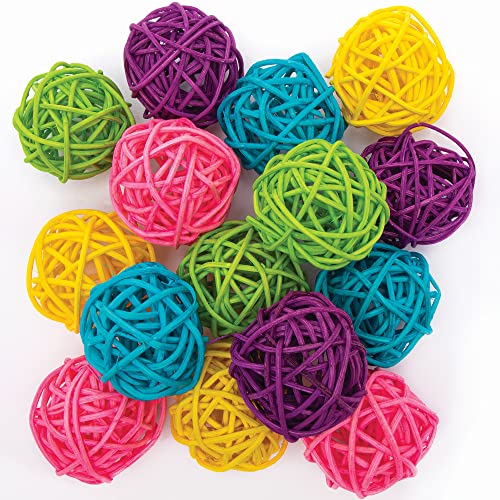 Baker Ross Regenbogen Rattan Kugeln - Pack of 15, Natürlicher Bastelbedarf für Kinder, Bastelmaterialien für Kinder in 7 verschiedenen Farben (FC344) von Baker Ross