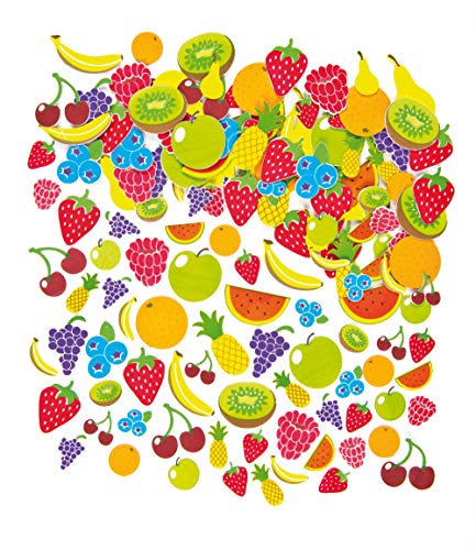 Baker Ross Schaumstoff-Aufkleber - Früchte - Sticker Set zum Basteln für Kinder und als Dekoration - 120 Stück von Baker Ross
