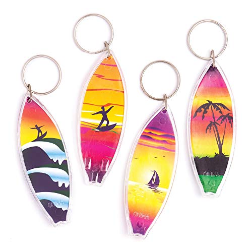 Baker Ross Schlüsselanhänger „Surfbrett“ aus Kunststoff (8 Stück) – buntes Surfbrett für Kinder zum Basteln und Befestigen an Schlüsselringen und Taschen, 15 x 12 x 3.5 cm von Baker Ross