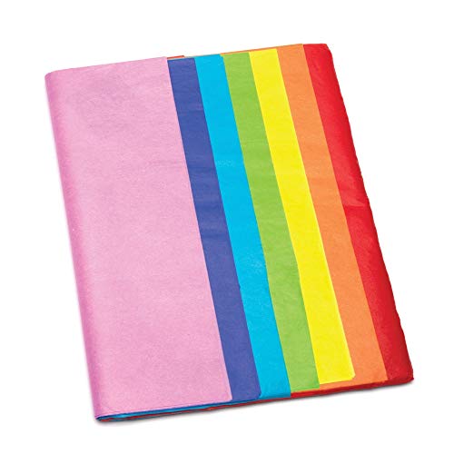 Baker Ross Seidenpapier in Regenbogenfarben (28 Stück) – 7 verschiedene Regenbogenfarben zum Verpacken und Verzieren – ideal für Kinder zum Basteln und Gestalten, Bastelmaterial für Schultüten von Baker Ross