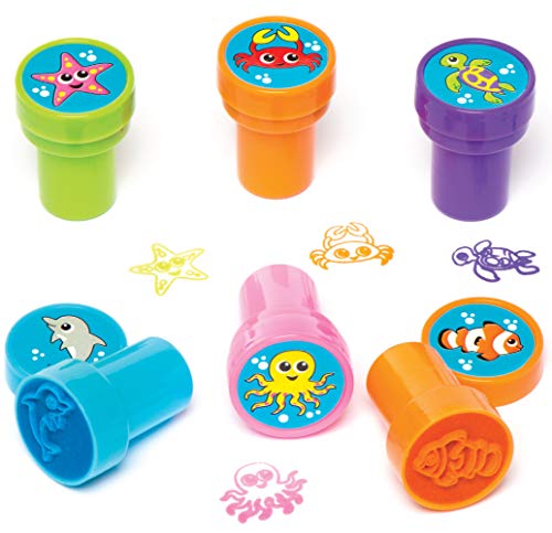 Baker Ross Selbstfärbende Stempel „Unterwasserwelt“ für Kinder zum Basteln und Dekorieren von Karten und Bastelarbeiten – kleine Geschenke für Sommerfeste (10 Stück), 2 cm von Baker Ross