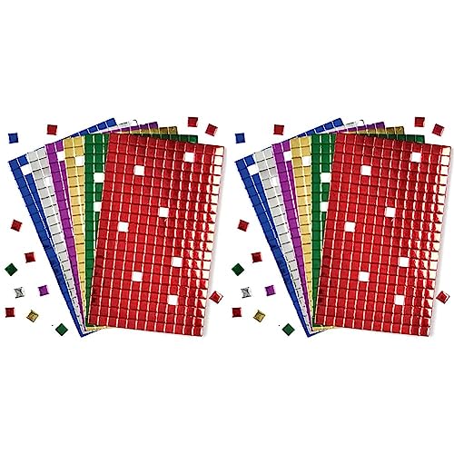 Baker Ross Selbstklebende Mosaik-Quadrate aus Moosgummi, metallic – ideal für Weihnachtskunst und Bastelarbeiten (1440 Stück pro Packung), Sortiert (Packung mit 2) von Baker Ross