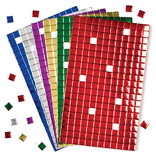 Baker Ross Selbstklebende Mosaik-Quadrate aus Moosgummi, metallic – ideal für Weihnachtskunst und Bastelarbeiten (1440 Stück pro Packung), Sortiert von Baker Ross