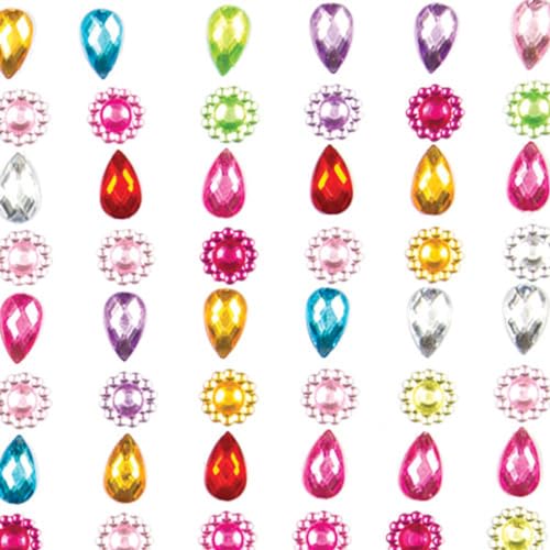 Baker Ross Selbstklebende Schmucksteine aus Acryl in Blumen- und Tropfenform zum Gestalten und Verzieren von Collagen, Karten und Anderen Bastelarbeiten (138 Stück), AG219 von Baker Ross