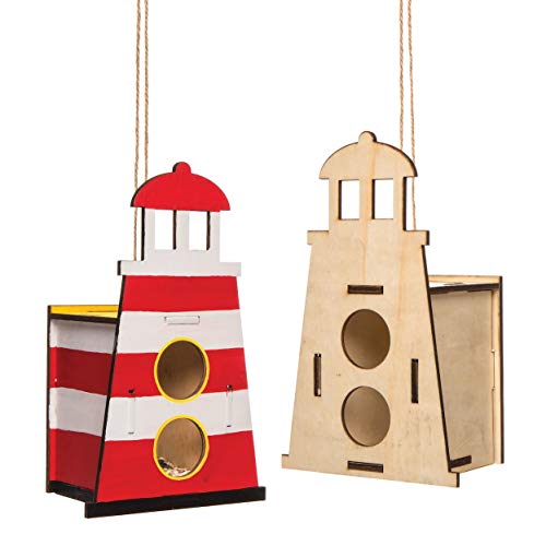 Baker Ross Vogelhaus-Bastelset „Leuchtturm“ aus Holz (2 Stück) – Vogelhäuser für Kinder zum Bemalen und Dekorieren, Mittel von Baker Ross