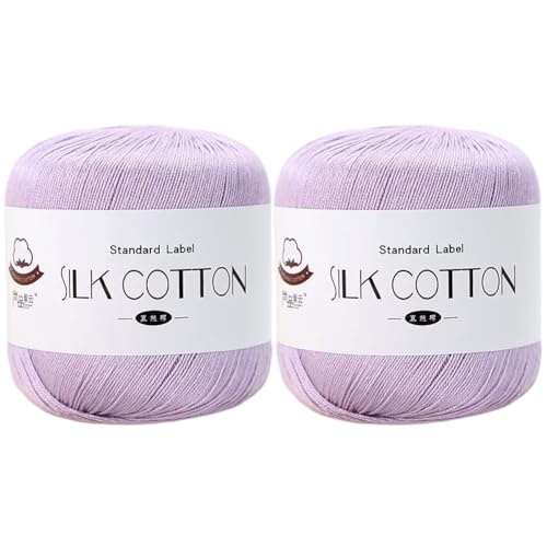 2 x 50 g Seiden-Baumwollgarn Baumwoll-Häkelfaden Strickgarn mittlere Dicke Seidengarn Spitzenhäkelgarn zum DIY-Weben von Seidenschals Handstickerei 2 x 50 g Seiden-Baumwollgarn Baumwoll-Häkelfaden Strickgarn mittlere Dicke Seidengarn Spitzenhäkelgarn zum DIY-Weben von Seidenschals Handstickerei von BakerMiche