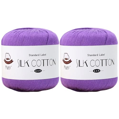 2 x 50 g Seiden-Baumwollgarn Baumwoll-Häkelfaden Strickgarn mittlere Dicke Seidengarn Spitzenhäkelgarn zum DIY-Weben von Seidenschals Handstickerei 2 x 50 g Seiden-Baumwollgarn Baumwoll-Häkelfaden Strickgarn mittlere Dicke Seidengarn Spitzenhäkelgarn zum DIY-Weben von Seidenschals Handstickerei von BakerMiche