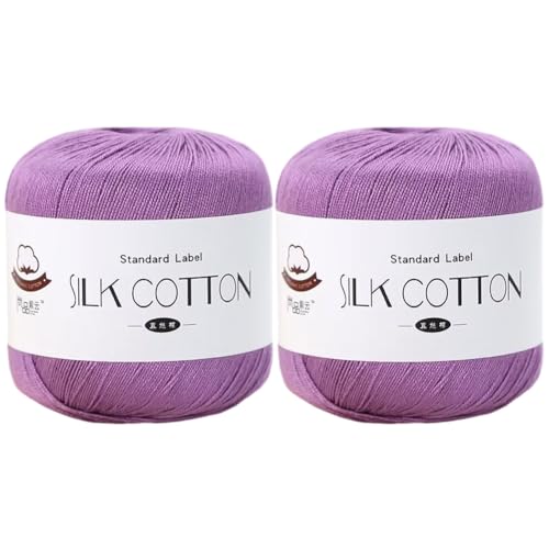 2 x 50 g Seiden-Baumwollgarn Baumwoll-Häkelfaden Strickgarn mittlere Dicke Seidengarn Spitzenhäkelgarn zum DIY-Weben von Seidenschals Handstickerei 2 x 50 g Seiden-Baumwollgarn Baumwoll-Häkelfaden Strickgarn mittlere Dicke Seidengarn Spitzenhäkelgarn zum DIY-Weben von Seidenschals Handstickerei von BakerMiche
