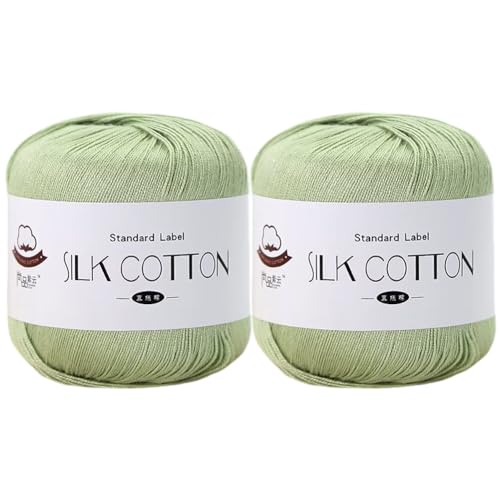 2 x 50 g Seiden-Baumwollgarn Baumwoll-Häkelfaden Strickgarn mittlere Dicke Seidengarn Spitzenhäkelgarn zum DIY-Weben von Seidenschals Handstickerei 2 x 50 g Seiden-Baumwollgarn Baumwoll-Häkelfaden Strickgarn mittlere Dicke Seidengarn Spitzenhäkelgarn zum DIY-Weben von Seidenschals Handstickerei von BakerMiche
