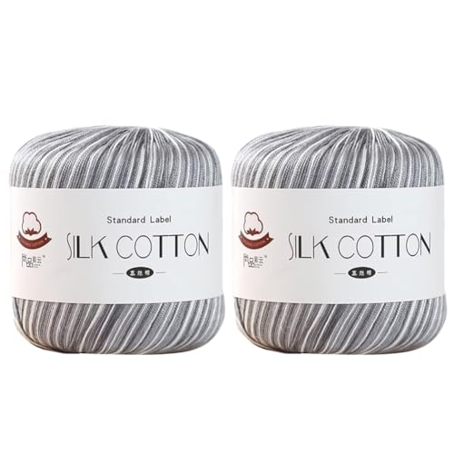 2 x 50 g Seiden-Spitzengarn Häkelfaden Strickgarn Baumwoll-Spitzengarn Handstickerei Baumwollfaden Häkelgarn mehrfarbiges Seidengarn zum Stricken von Seidenschals Tischdecken DIY-Stoffpuppen von BakerMiche