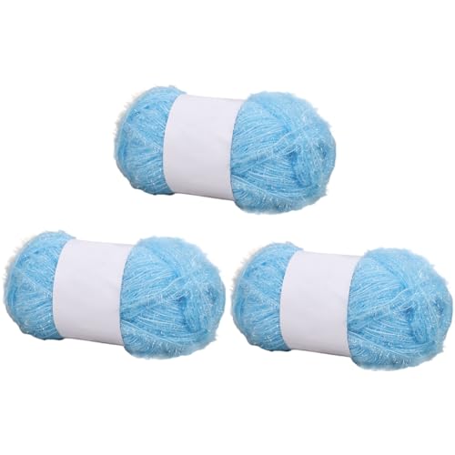 3 Stränge Scrubby-Garn für Geschirrtücher 100% Polyester Dish Scrubby Sparkle-Garn metallisch glitzerndes Strickgarnbündel DIY-Reinigungswerkzeug Häkel- und Strickzubehör – 50 g/Strang von BakerMiche