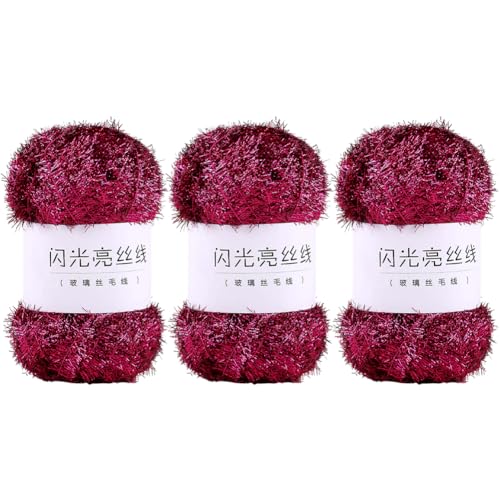 3 x 100g Scrubby-Garn für Geschirrtücher 100 g Glitzergarn DIY-Häkel- und Strickgarn Schnelltrocknendes Polyester-Scrubby-Garn zum Stricken von Geschirrtüchern Bastelprojekte von BakerMiche