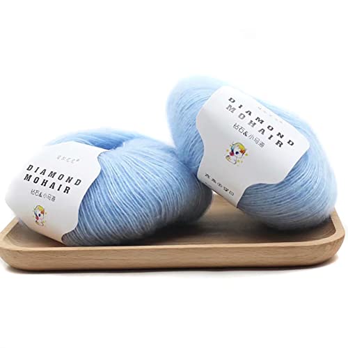 Mohair Garn zum Stricken und Häkeln – 2 x 25 g Knäuel Mohair Woll Strickgarn weiches flauschiges Häkel Wollgarn für selbstgemachte Hüte Pullover Schals Stricken Basteln von BakerMiche