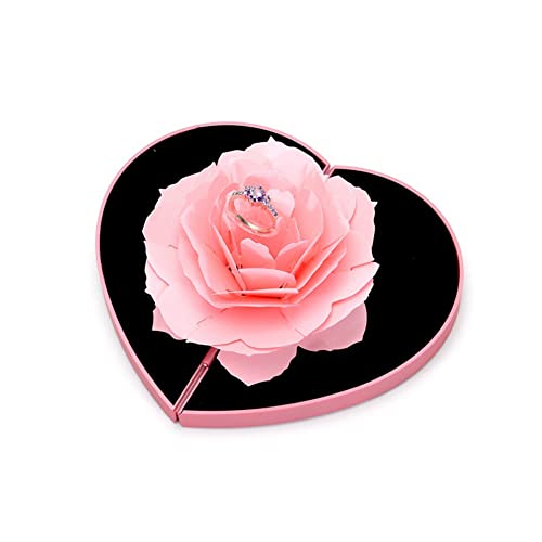 3D Dreidimensionaler Rose Ringschachtel Ring Box Rose Blume Valentinstag Rose Ringschachtel Schmuckschatullen Geschenkbox Ehering Box Schmuckkästchen fürRing Halskette Anhänger Hochzeit Verlobungsring von Bakermiche