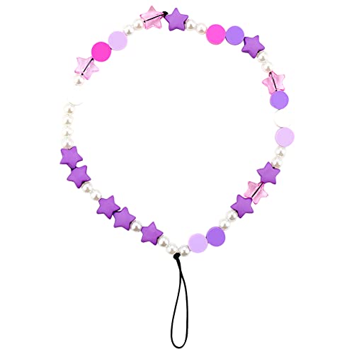 Happy-Gesicht Sterne Perlen Telefon Lanyard Handschlaufe Happy Face Beaded Phone Charm Strap Bohemian Bracelet Polymer Clay Perlenarmband Mobile Phone Chain Pendant Schlüsselanhänger für Frauen von BakerMiche