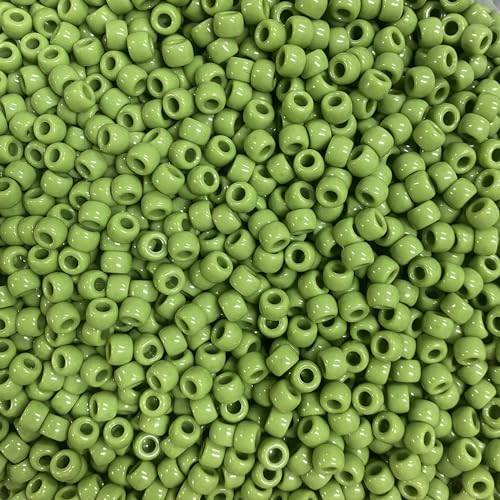1000 Stück 6X9mm Bunte Perlen Zum Auffädeln Großes Loch Acryl Bastelperlen Armeegrün Farbe Pony Beads für Halsketten Armbänder Schmuckherstellung (Armeegrün) von Bala&Fillic