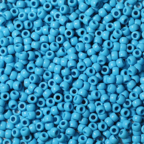 1000 Stück 6X9mm Bunte Perlen Zum Auffädeln Großes Loch Acryl Bastelperlen Blauer See Farbe Pony Beads für Halsketten Armbänder Schmuckherstellung (Blauer See) von Bala&Fillic
