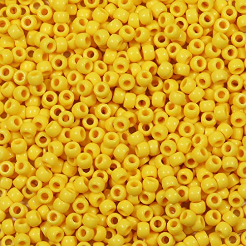 1000 Stück 6X9mm Bunte Perlen Zum Auffädeln Großes Loch Acryl Bastelperlen Gelb Farbe Pony Perlen für Halsketten Armbänder Schmuckherstellung (Gelb) von Bala&Fillic