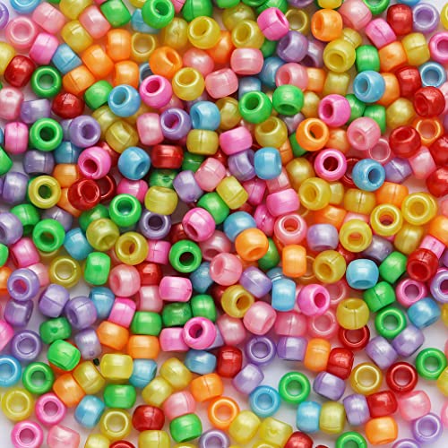 1000 Stück 6X9mm Bunte Perlen Zum Auffädeln Großes Loch Acryl Bastelperlen Glatt Pony Beads für Halsketten Armbänder Schmuckherstellung von Bala&Fillic