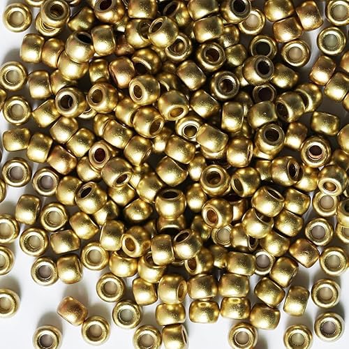 1000 Stück 6X9mm Bunte Perlen Zum Auffädeln Großes Loch Acryl Bastelperlen Goldene Farbe Pony Beads für Halsketten Armbänder Schmuckherstellung(Goldene) von Bala&Fillic
