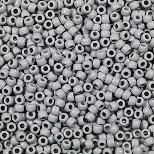 1000 Stück 6X9mm Bunte Perlen Zum Auffädeln Großes Loch Acryl Bastelperlen Grau Farbe Pony Beads für Halsketten Armbänder Schmuckherstellung (Grau) von Bala&Fillic