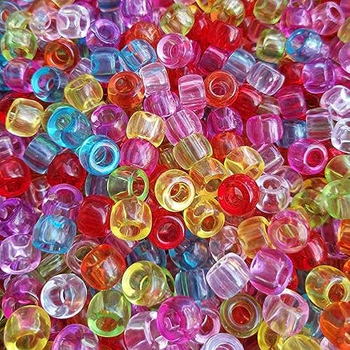 1000 Stück 6X9mm Bunte Perlen Zum Auffädeln Großes Loch Acryl Bastelperlen Klar Pony Beads für Halsketten Armbänder Schmuckherstellung von Bala&Fillic