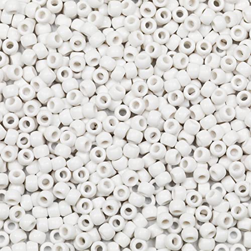 1000 Stück 6X9mm Bunte Perlen Zum Auffädeln Großes Loch Acryl Bastelperlen Weiß Farbe Pony Perlen für Halsketten Armbänder Schmuckherstellung (Weiß) von Bala&Fillic