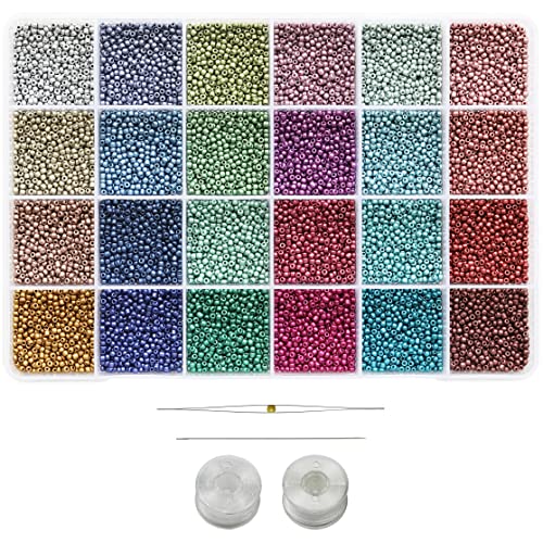 Bala&Fillic 11/0 Rocailles Perlen zum Auffädeln 24 Farben 14400 Stück in Box Kleine Glasperlen für Machen Schmuck Armbändern Ohrringen von Bala&Fillic