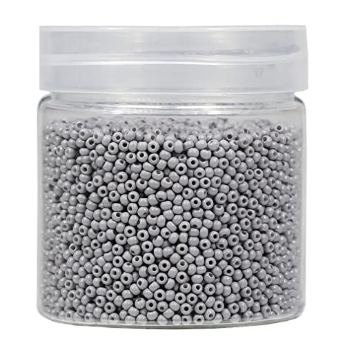 Bala&Fillic 2 mm Größe, fast einheitliche graue Glasperlen, ca. 10000 Stück/110 Gramm in Box, 12/0 Rocailles-Perlen, winzige Rocailles-Perlen für die Schmuckherstellung, Loch 0,6 mm (grau) von Bala&Fillic