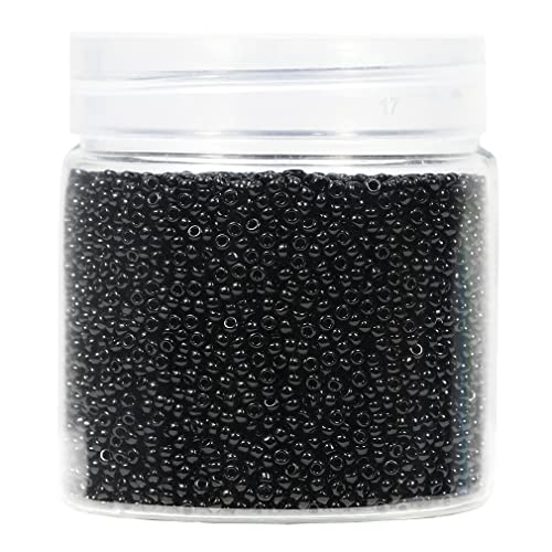 Bala&Fillic 2 mm runde Rocailles-Perlen, 10.000 Stück/110 Gramm in Box, 12/0 schwarze Rocailles-Perlen, kleine Bastelperlen, für die Herstellung von Schmuck, Armbändern, Halsketten (schwarz) von Bala&Fillic