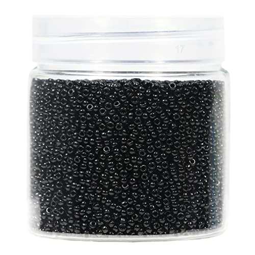 Bala&Fillic 2mm Perlen zum Auffädeln 10000pcs/110 Gramm in Box,12/0 Schwarz GlasPerlen kleine Rocailles Perlen für Machen Schmuck Ohrring Armbänder Halskette (Schwarz) von Bala&Fillic