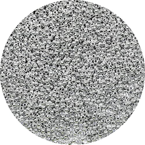 Bala&Fillic 2mm Round Size Uniform Seed Beads 9000pcs/100 Grams in Bag, 12/0 Silver Seed Beads Small Craft Seed Beads for Making Jewelry Earring Bracelets necklace (Silver) von Bala&Fillic