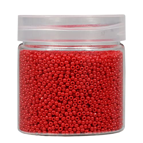 Bala&Fillic 2mm Runde Perlen zum Auffädeln 10000pcs/110 Gramm in Box,12/0 Rot GlasPerlen kleine Rocailles Perlen für Machen Schmuck Ohrring Armbänder Halskette (Rot) von Bala&Fillic