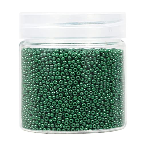 Bala&Fillic 2mm Runde Perlen zum Auffädeln 10000pcs/110 Gramm in Box,12/0 Dunkelgrün GlasPerlen kleine Rocailles Perlen für Machen Schmuck Ohrring Armbänder Halskette (Dunkelgrün) von Bala&Fillic