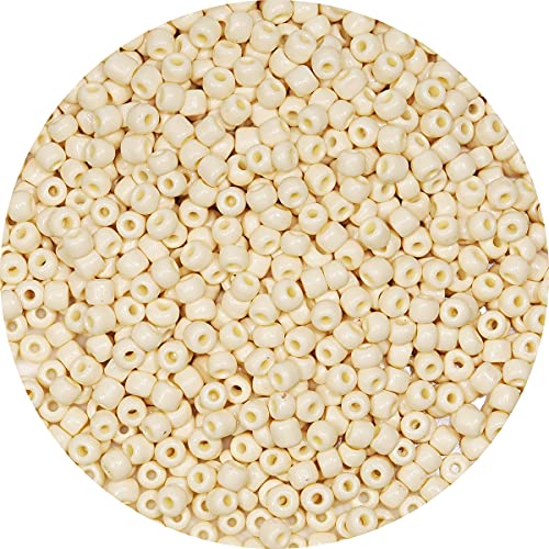 Bala&Fillic Beige Farbe 4mm Perlen zum Auffädeln 1200Stücke/100Gramm,6/0 Glasperlen zur Herstellung von Armbändern, Halsketten und Ohrringen (Beige) von Bala&Fillic