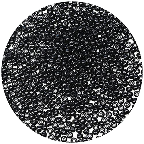 Bala&Fillic Schwarz Farbe 4mm Perlen zum Auffädeln 1200Stücke/100Gramm,6/0 Glasperlen zur Herstellung von Armbändern, Halsketten und Ohrringen (Schwarz) von Bala&Fillic