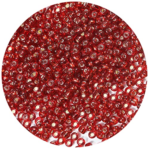 Bala&Fillic Dark Red Silver Lined Color 4mm Seed Beads About 1200pcs/100Grams in Bag, 6/0 Glass Craft Beads for Making Bracelet and Necklace (Dark Red Silver Lined) von Bala&Fillic