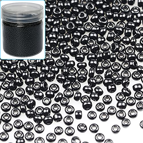 Bala&Fillic Glasperlen, ca. 10.000 Stück, in Box, Größe 2 mm, schwarze Rocailles-Perlen für Ohrringherstellung, 12/0, Schwarz von Bala&Fillic