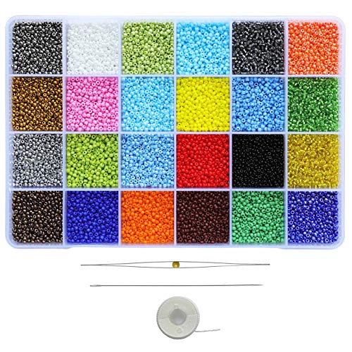 Bala&Fillic Größe 11/0 Glasperlen zum Auffädeln 24 Farben 15600pcs in Box Handwerk Kleine Rocailles Perlen für Schmuckherstellung von Bala&Fillic