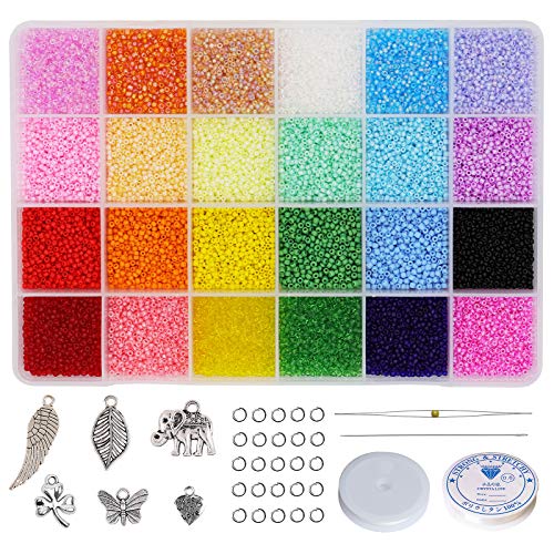 Bala&Fillic Größe 12/0 Glasperlen zum Auffädeln 24 Farben 24000pcs in Box Handwerk Kleine Rocailles Perlen für Schmuckherstellung Bala&Fillic Größe 12/0 Glasperlen zum Auffädeln 24 Farben 24000pcs in Box Handwerk Kleine Rocailles Perlen für Schmuckherstellung von Bala&Fillic
